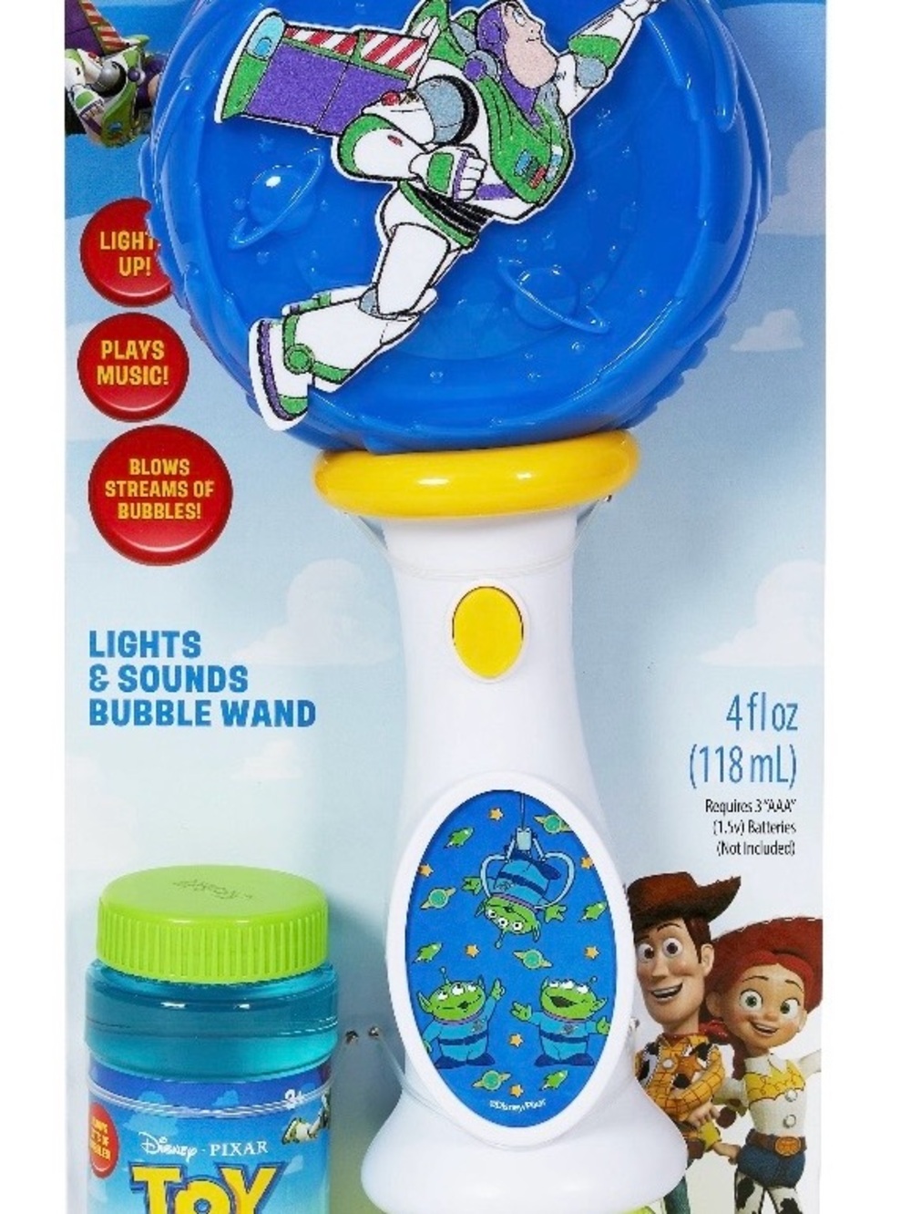Disney Buzz Lightyear Bubble Wand in Blue, White & Yellow